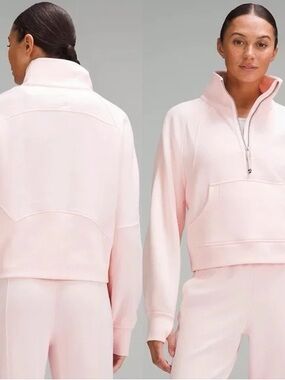 Lululemon Cropped Half-Zip Pullover in Soft Pink